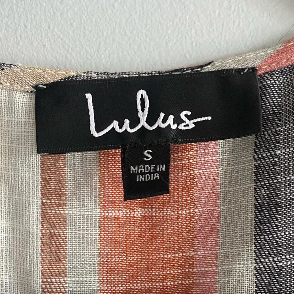 Lulu’s Cream Multi Striped Button-Front Dress - Picture 3 of 7